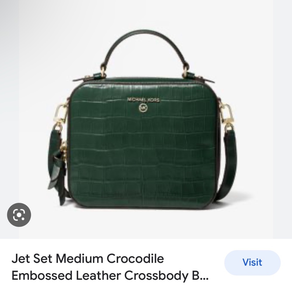 Jet Set Medium Croc Embossed Leather Crossbody Bag (comes with duster bag)